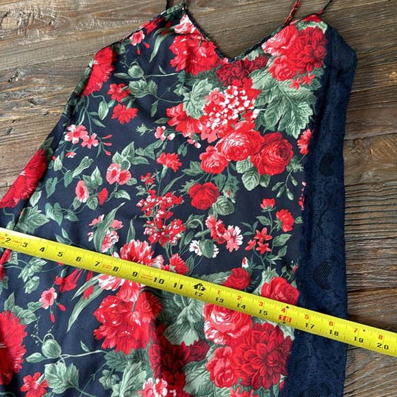 Valentino Intimo navey & red floral maxi slip dress & robe/duster EUC S/M - Picture 12 of 13